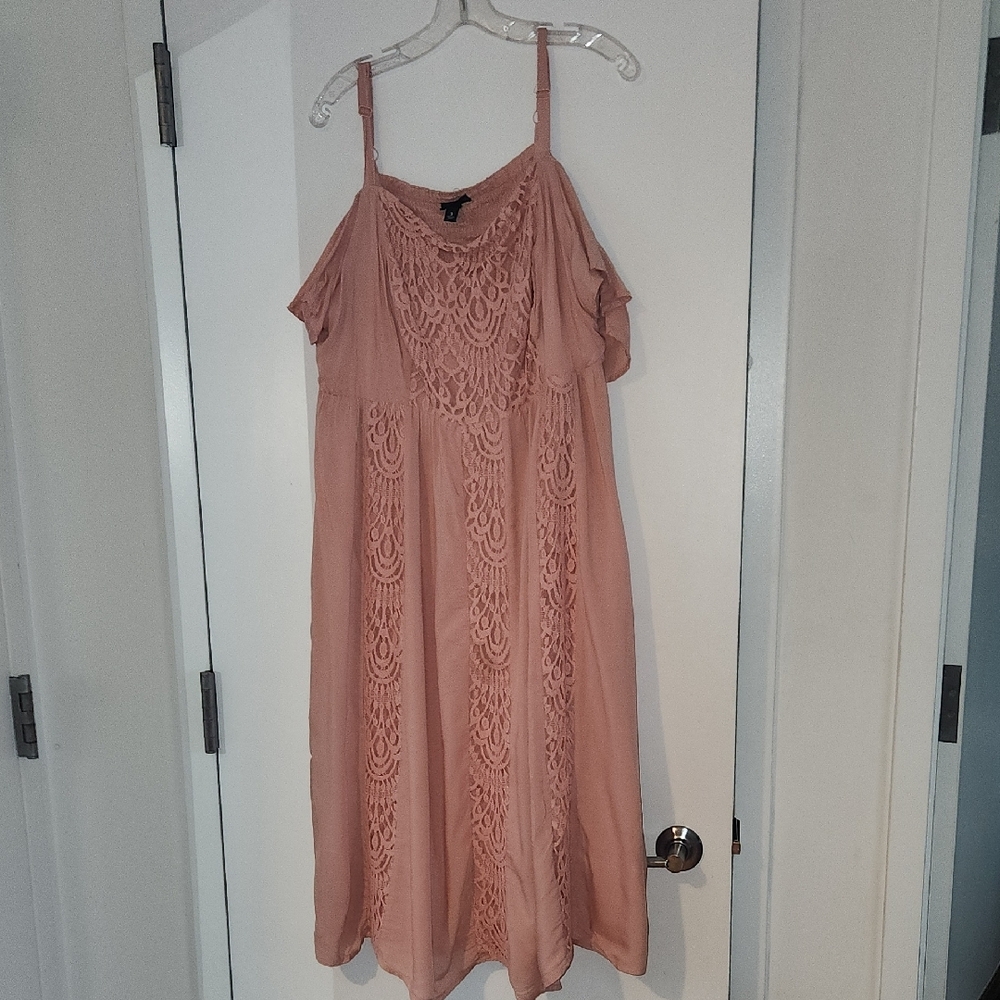 Pink Lace Overlay Dress